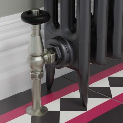 Jaguar Angled Radiator Valves - Brushed Nickel - Insitu