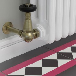 Jaguar Corner Radiator Valves - Antique Brass - Insitu