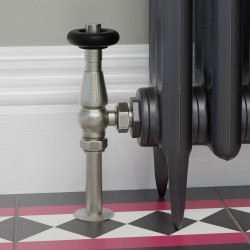Jaguar Angled Radiator Valves - Brushed Nickel - Insitu