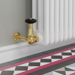 Jaguar Corner Radiator Valves - Polished Brass - Insitu