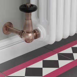 Jaguar Corner Radiator Valves - Antique Copper - Insitu