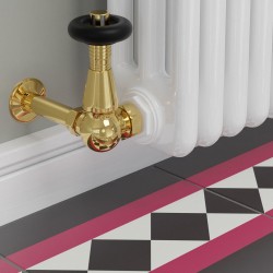 Jaguar Corner Radiator Valves - Polished Brass - Insitu