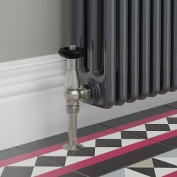 Jaguar Angled Radiator Valves - Brushed Nickel - Insitu