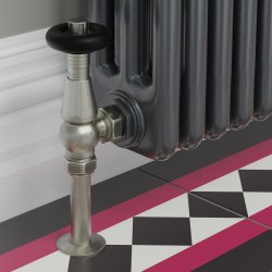 Jaguar Angled Radiator Valves - Brushed Nickel - Insitu