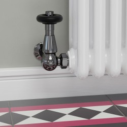 Jaguar Corner Radiator Valves - Black Nickel - Insitu