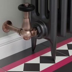 Jaguar Corner Radiator Valves - Antique Copper - Insitu