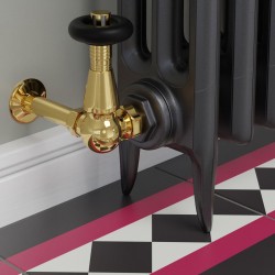 Jaguar Corner Radiator Valves - Polished Brass - Insitu
