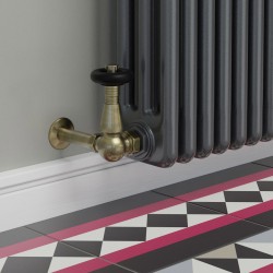 Jaguar Corner Radiator Valves - Antique Brass - Insitu