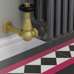Jaguar Corner Radiator Valves - Un-lacquered Brass - Insitu