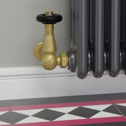 Jaguar Corner Radiator Valves - Un-lacquered Brass - Insitu