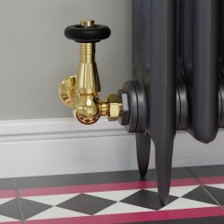 Jaguar Corner Radiator Valves - Polished Brass - Insitu