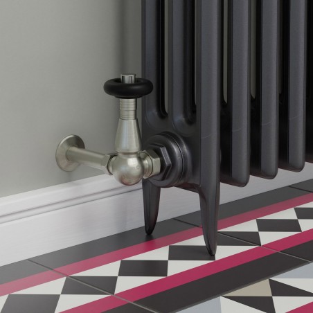Jaguar Corner Radiator Valves - Brushed Nickel