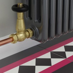 Jaguar Straight Radiator Valves - Un-lacquered Brass - Insitu