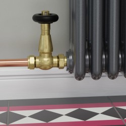 Jaguar Straight Radiator Valves - Un-lacquered Brass - Insitu