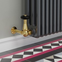 Jaguar Corner Radiator Valves - Polished Brass - Insitu