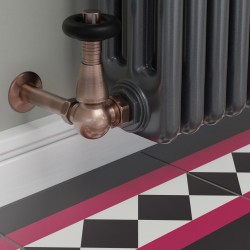 Jaguar Corner Radiator Valves - Antique Copper - Insitu