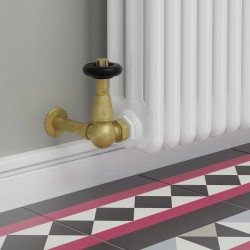 Jaguar Corner Radiator Valves - Un-lacquered Brass - Insitu