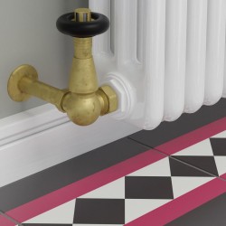 Jaguar Corner Radiator Valves - Un-lacquered Brass - Insitu