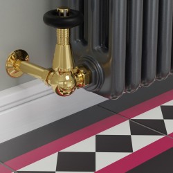 Jaguar Corner Radiator Valves - Polished Brass - Insitu