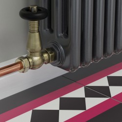 Jaguar Straight Radiator Valves - Antique Brass - Insitu