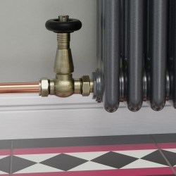 Jaguar Straight Radiator Valves - Antique Brass - Insitu