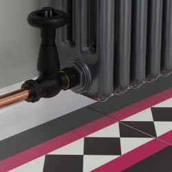 Jaguar Straight Radiator Valves - Textured Black - Insitu