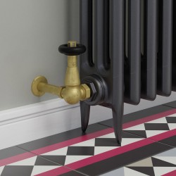 Jaguar Corner Radiator Valves - Un-lacquered Brass - Insitu