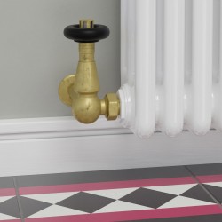 Jaguar Corner Radiator Valves - Un-lacquered Brass - Insitu