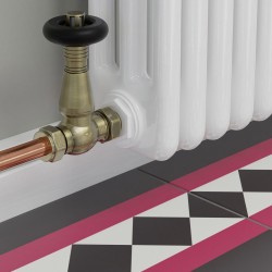 Jaguar Straight Radiator Valves - Antique Brass - Insitu