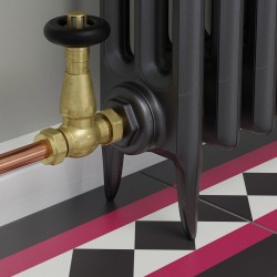 Jaguar Straight Radiator Valves - Un-lacquered Brass - Insitu