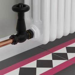 Jaguar Straight Radiator Valves - Textured Black - Insitu