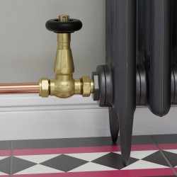 Jaguar Straight Radiator Valves - Un-lacquered Brass - Insitu