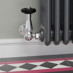 Jaguar Corner Radiator Valves - Chrome - Insitu