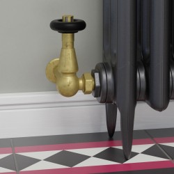 Jaguar Corner Radiator Valves - Un-lacquered Brass - Insitu