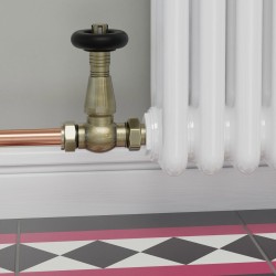 Jaguar Straight Radiator Valves - Antique Brass - Insitu