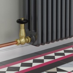 Jaguar Straight Radiator Valves - Un-lacquered Brass - Insitu