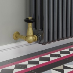 Jaguar Corner Radiator Valves - Un-lacquered Brass - Insitu