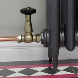 Jaguar Straight Radiator Valves - Antique Brass - Insitu