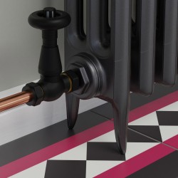 Jaguar Straight Radiator Valves - Textured Black - Insitu