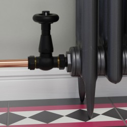 Jaguar Straight Radiator Valves - Textured Black - Insitu