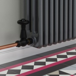 Jaguar Straight Radiator Valves - Textured Black - Insitu