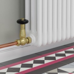 Jaguar Straight Radiator Valves - Un-lacquered Brass - Insitu
