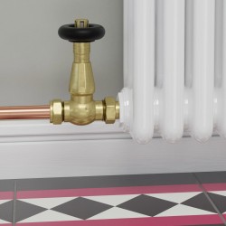 Jaguar Straight Radiator Valves - Un-lacquered Brass - Insitu