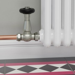 Jaguar Straight Radiator Valves - Brushed Nickel - Insitu