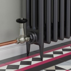 Jaguar Straight Radiator Valves - Brushed Nickel - Insitu