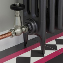 Jaguar Straight Radiator Valves - Brushed Nickel - Insitu
