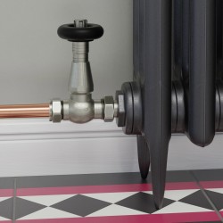Jaguar Straight Radiator Valves - Brushed Nickel - Insitu