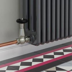 Jaguar Straight Radiator Valves - Brushed Nickel - Insitu