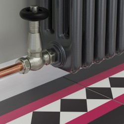 Jaguar Straight Radiator Valves - Brushed Nickel - Insitu