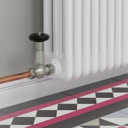 Jaguar Straight Radiator Valves - Brushed Nickel - Insitu